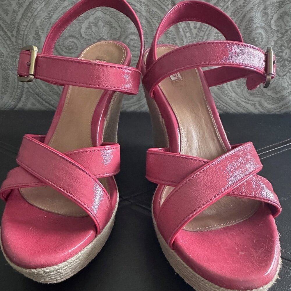 Ugg Leather Espadrille Sandals Pink Size 8.5